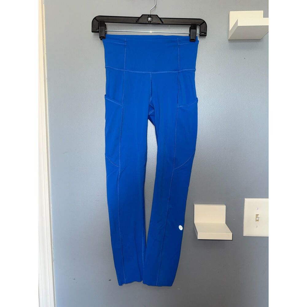 Lululemon Royal Blue Fast & Free High-Rise Cropped Leggings W/Pockets | Size 2